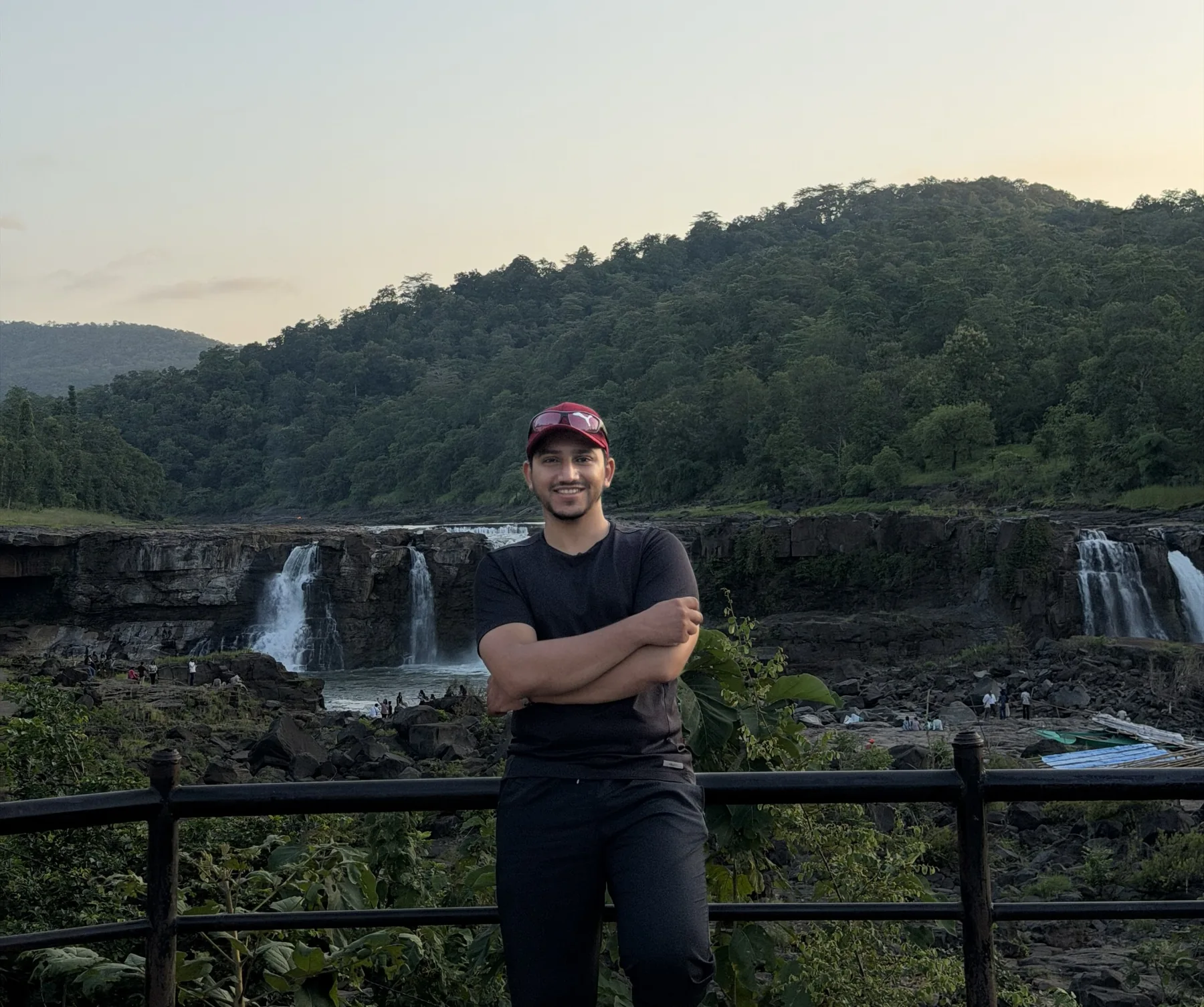 Outdoor trip to a waterfall